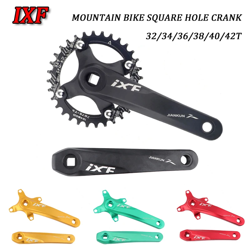 IXF Mountain Bike Crankset Mtb Square Tip Crank 104 Bcd Candle Pe 2 Crowns Square Connecting Rods 32/34/36/38/40/42T Chainring