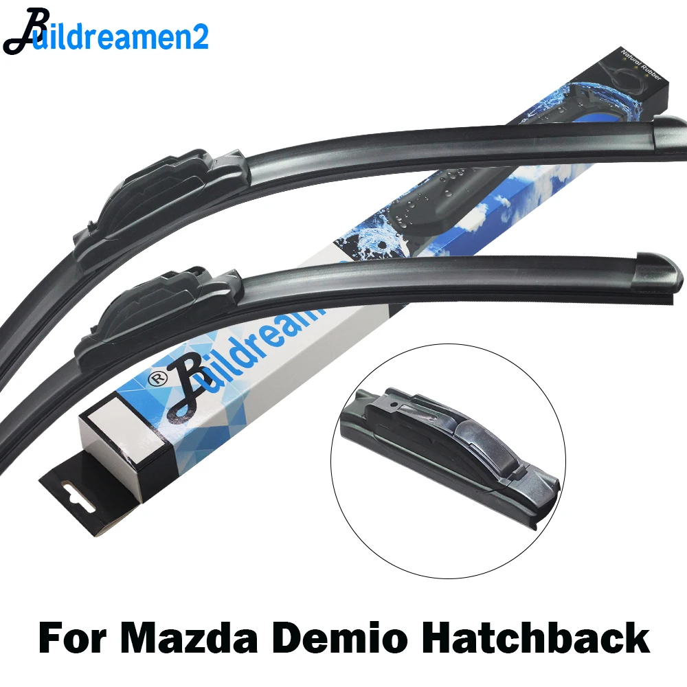 Buildreamen2 2 Pieces Car Styling Wiper Blade Front Windscreen Rubber Wiper For Mazda Demio Hatchback Fit Hook Arms 1996-2018