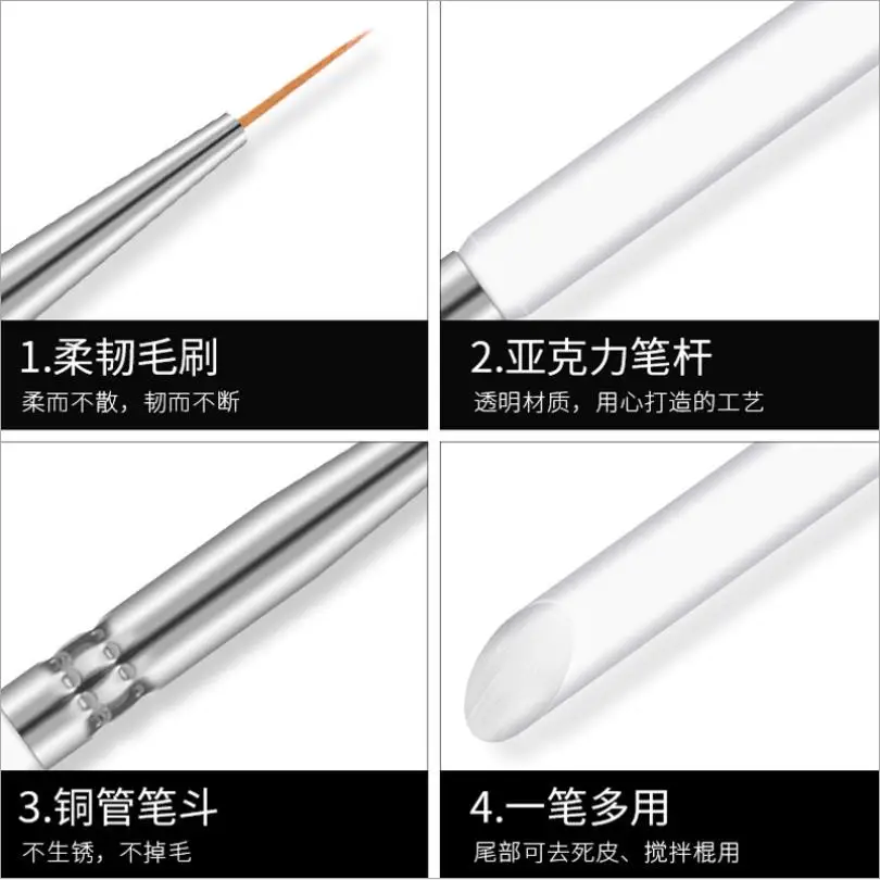 3 szt./zestaw Pisak do zdobienia paznokci Kryształowy Akrylowy Cienki Pisak do Rysowania Pasków Kwiatów 2-stronny Narzędzia do Manicure Paznokci C113