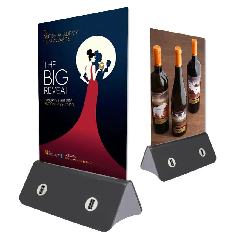 Menu Banco De Potência Em Pé, Suporte De Acrílico, Carregador Do Telefone Inteligente, Universal Restaurante