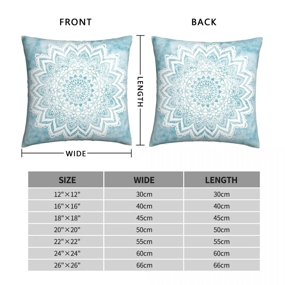 MANDALA SAVANAH LIGHT BLUE Square Pillowcase Polyester Linen Velvet Printed Zip Decor Pillow Case Bed Cushion Cover