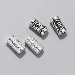 1pc/Lot 925 Sterling Silver Cylinder Shape Sun Pattern Loose Beads Handmade Woven S925 Silver Prayer Beads DIY Jewelry Making