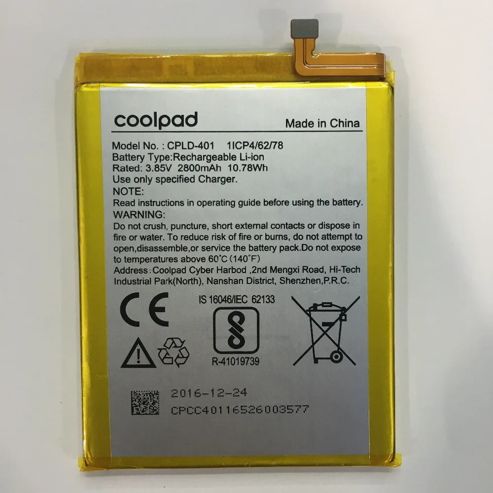 

New 2800mAh/10.78Wh 3.85V CPLD-401 Replacement Battery For Coolpad Smart Phone Rechargeable Battery Inbuilt Batterie