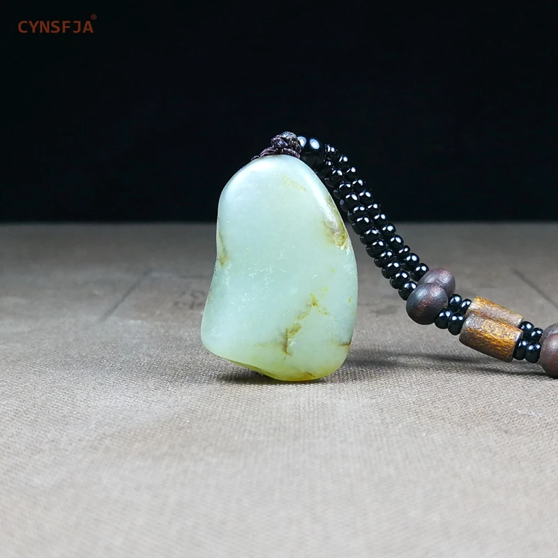 CYNSFJA New Rare Real Certified Natural Chinese Hetian Seed Jade Amulets Raw Stone Jade Pendant High Quality Best Birthday Gifts