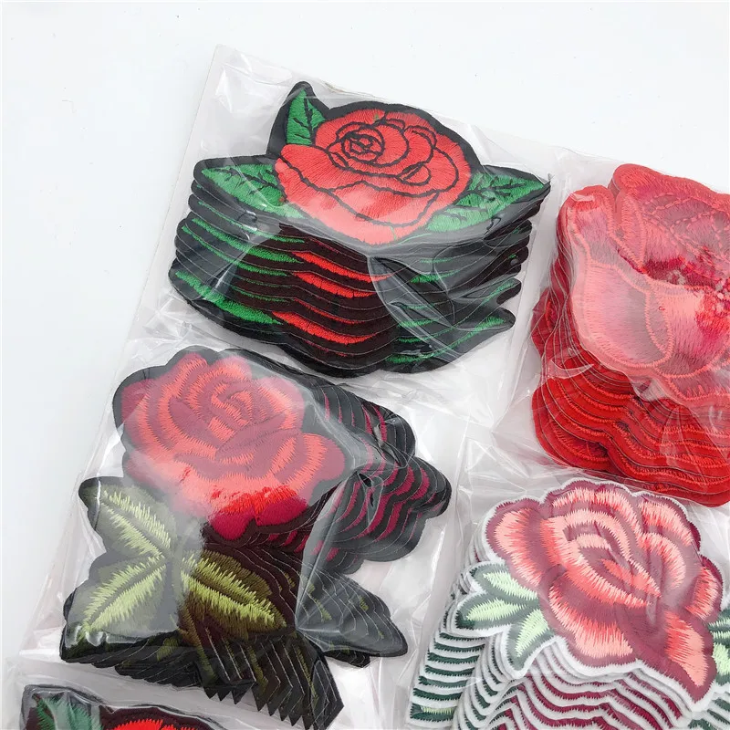 120PCS/SET Flower Applique Embroidery Iron on Patches Fabric Sitcker Clothes Bag Badge