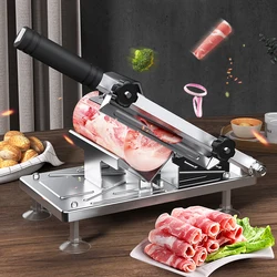 Home Kitchen Frozen Meat Slicer Manual Stainless Steel Food Cutter Slicing Machine Automatic Meat Delivery Nonslip Handle