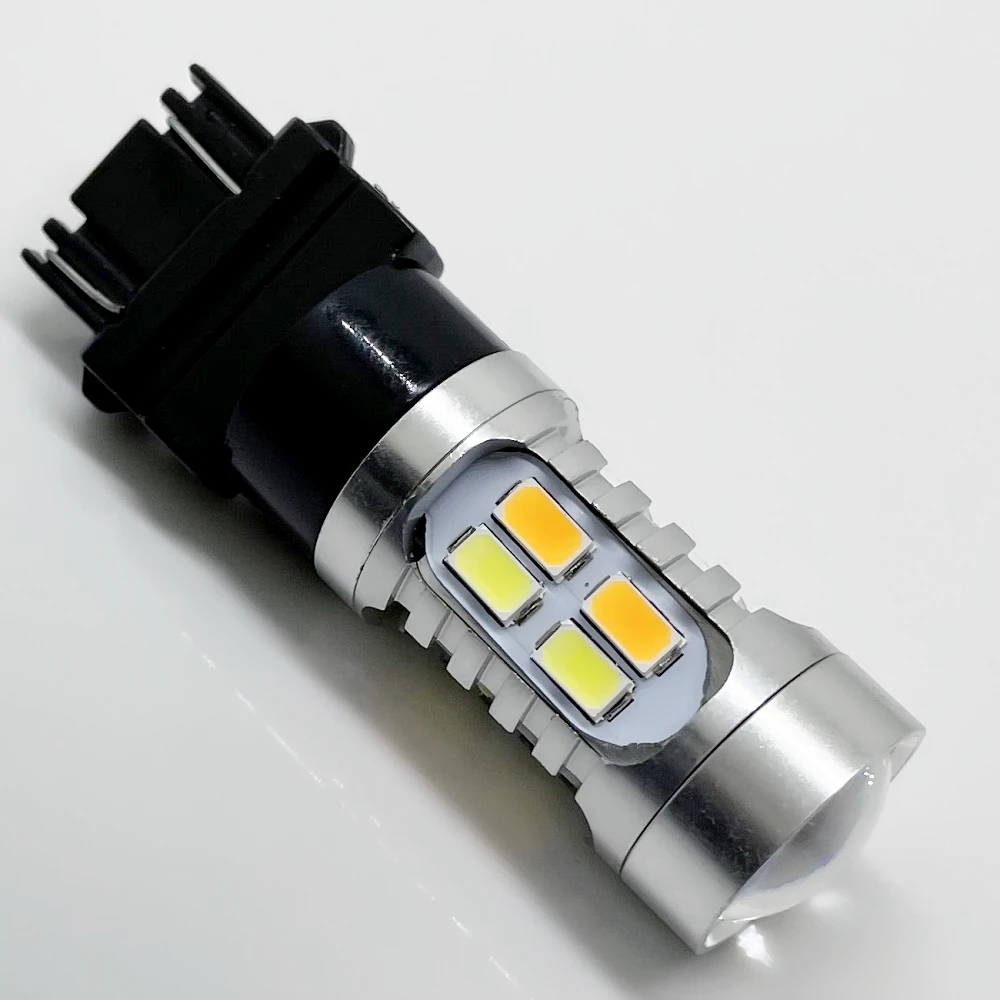 2pcs T25 3157 P27 5W 20SMD Lens 5730 LEDs Switchback LED Car Signal Lights Turn Parking Auto Led White Amber Dual Color