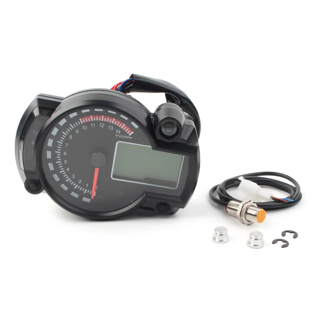 Motorcycle Speedometer Tachometer Gauge Odometer Universal LCD Digital Display 15000rpm