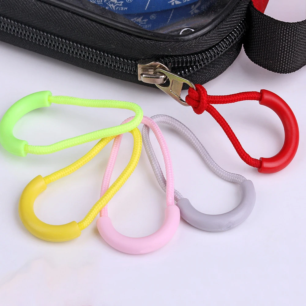 5Pcs/Lot PVC Zipper Pull Cord Mix Color Zipper Head Pull Puller End Fit Rope Tag Fixer Zip Cord for Garment Bags Accessory