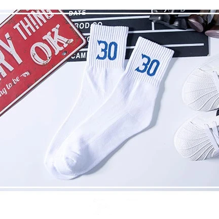 No30 Thirty Thick Sport Crew Man Socks Digital Number Point Guard Golden State US Team 2021 Stephen Curry Basketball Player Star