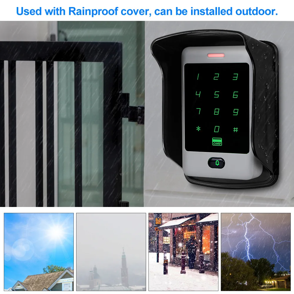 Complete Door Access Control System Kit Metal Touch RFID Keypad Electronic Magnetic Lock Power Supply With 125KHZ Key Cards 8000