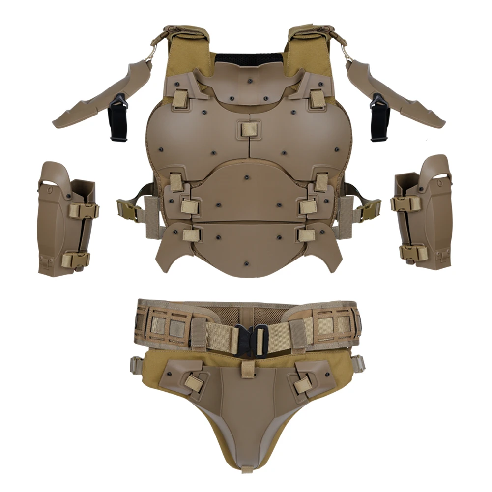 

Outdoor Multi-function Tactical Lightweight Armor Suit Adjustable MOLLE Belt Elbow Pad Groin Crotch Protection Airsoft Hunting