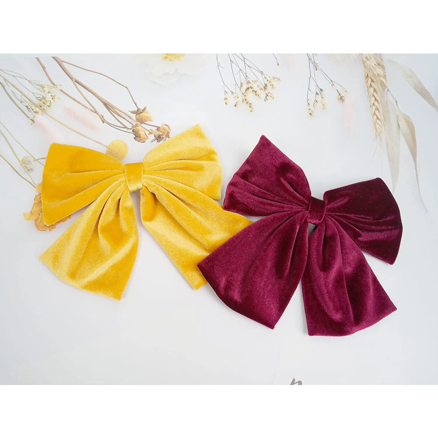 3 Pcs Girls 8 Inch Big Large Velvet Bows Velvet Hair Bows Clips French Hair Barrettes Vintage Accessories for Teens Girls Women