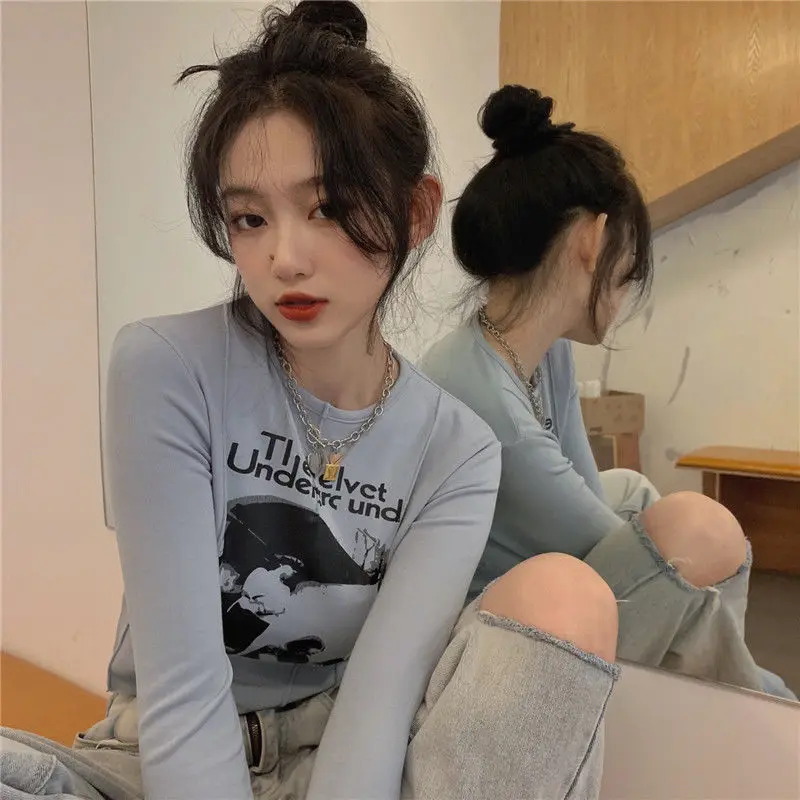 STSVZORR Woman 2024 Popular Clothes Punk Y2k Vintage Top T-shirts Women Pulovers Long Sleeve Crop Girls Tees