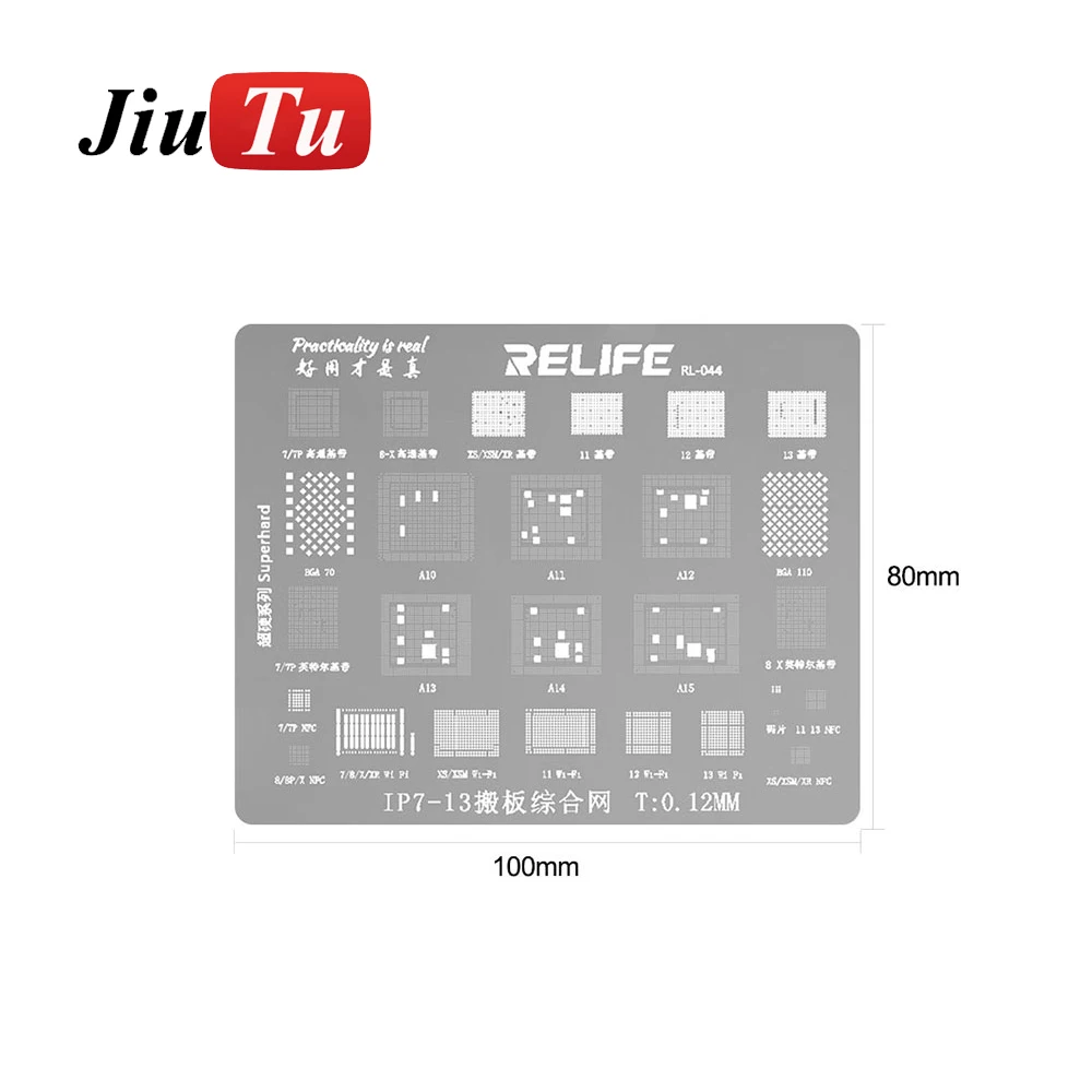 Motherboard BGA Tin Planting Net Suitable For IP13 13Pro 13Promax 13Mini 12 11 8G A14 For Mobile Repair Tools Steel Mesh RL-044