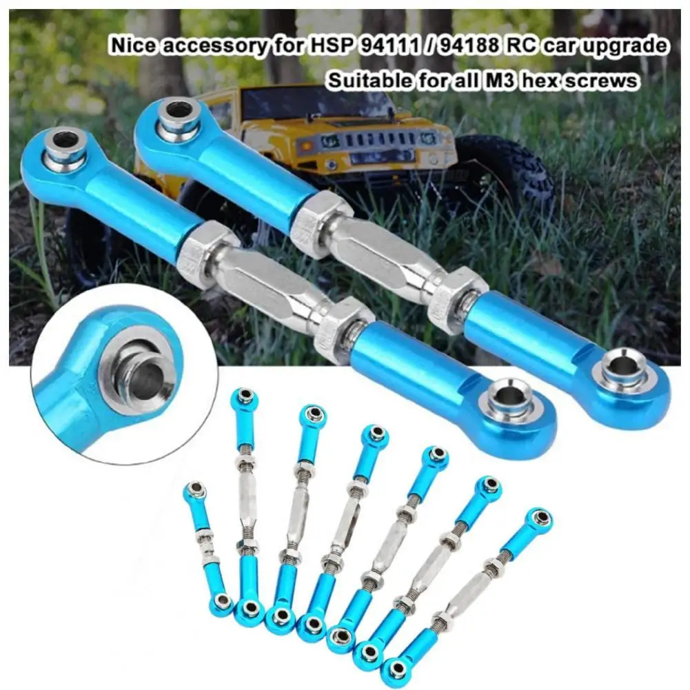 7Pcs/Set Servo Linkage Anti-corrosion Heavy Duty Aluminum Alloy Wear Resistant Turnbuckle Steering Rod Camber Link Automobiles