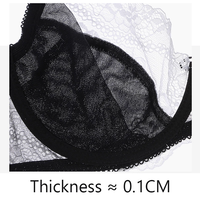 Embroidery Ultra Thin Transparent Lace Bra Top Female Push Up Sexy Lingerie Bras For Women Plus Size Underwear Brassiere C D Cup