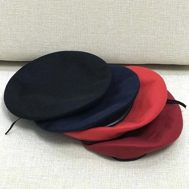 Large Size Men\'s Wool Beret Octagon Hat French Artist Hat Felt Painter Cap Soldier Woolen Beanie Plus Size Navy Hats S M L XL