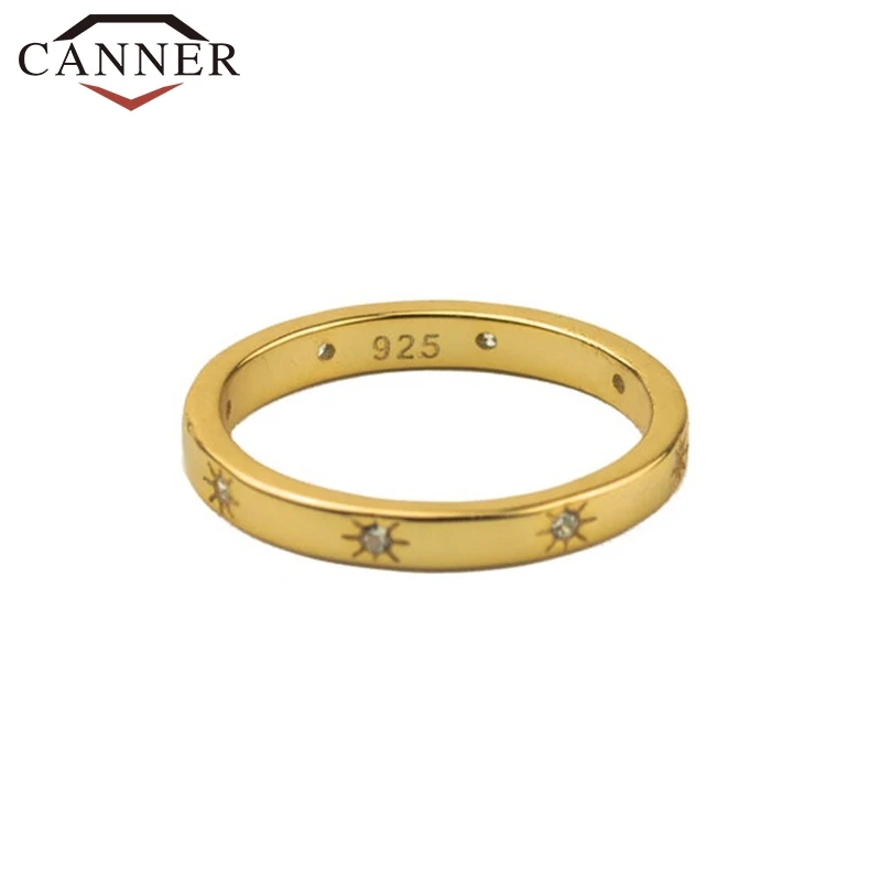 CANNER 925 Sterling Silver Rings for Women Cute Zircon Round Ring 925 Silver Wedding Fine Jewelry Minimalist Gift anillos