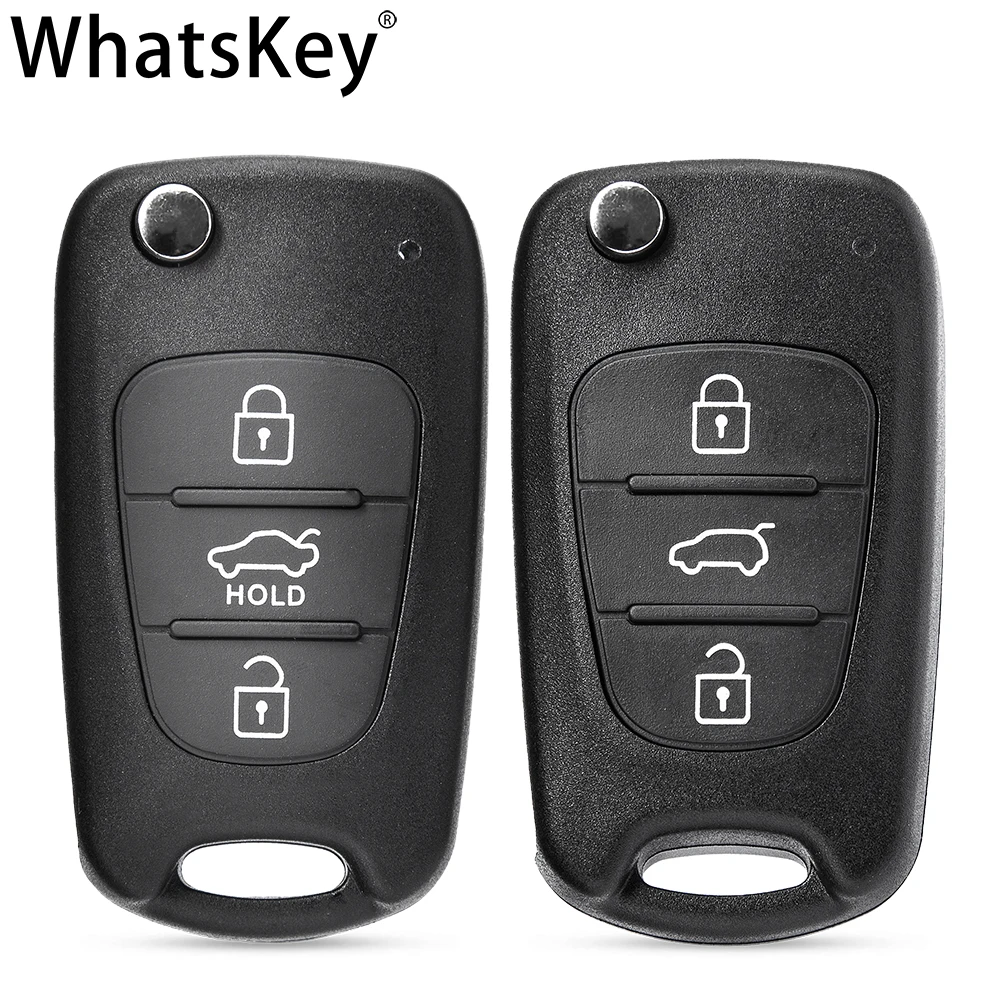 WhatsKey Flip key shell For Hyundai I30 IX35 Ceed Picanto Cerato Sportage For Kia Rio 3 K2 K3 K5 Soul Auto Key case Housing Fob