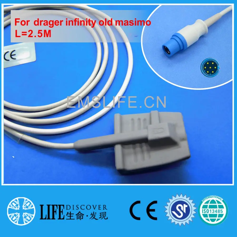 Reusable adult finger soft spo2 sensor For drager infinity old massimo patient monitor