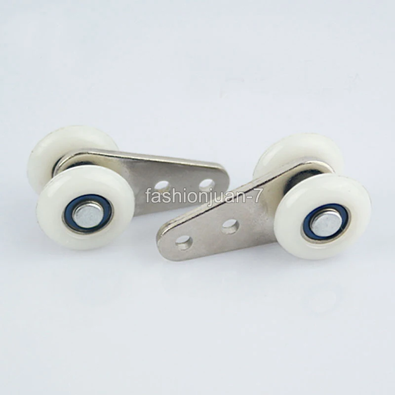 HOT 100PCS Metal Heavy Window Curtain Sliding Rollers Bearing Smoothly Hanging Wheels Picture Hanger Dual Nylon Mute Wheels