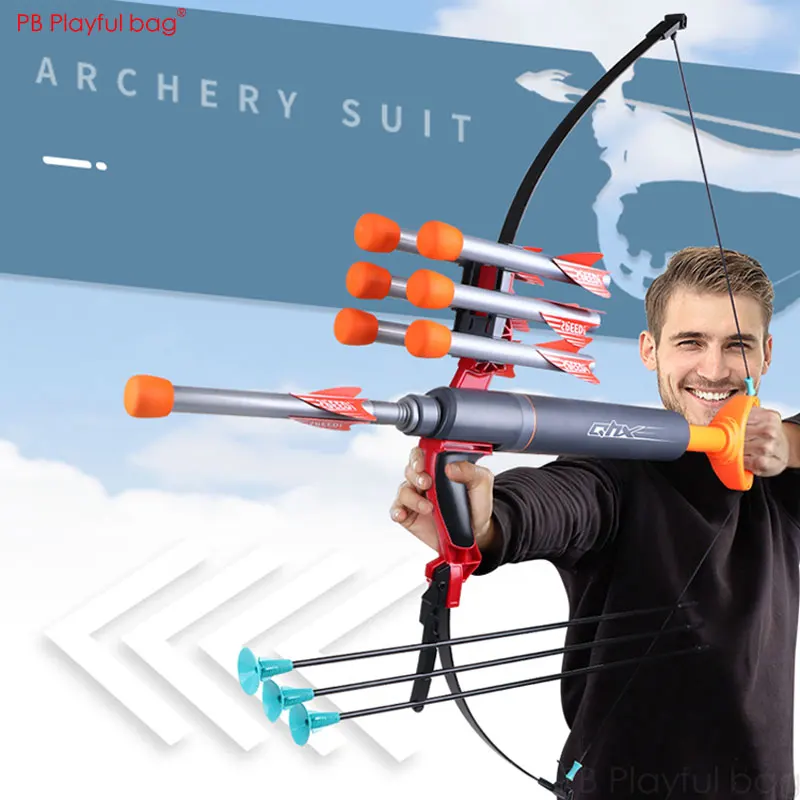 

Playful bag Children Archery bow with arrows set Air Cannon Bows Soft rocket arrow 2021 Archery game Kids sport toys AB92