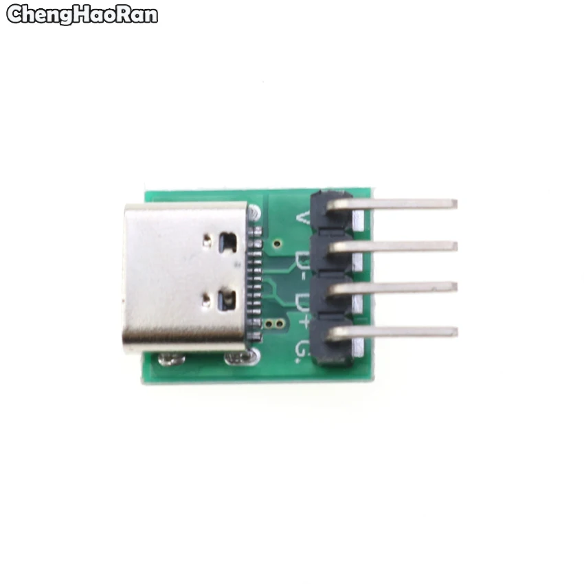 ChengHaoRan สำหรับ USB 3.1ประเภท C ขั้วต่อ16ขา Papan Ujian อะแดปเตอร์ปลั๊กคอนเนคเตอร์สาย Transfe โค้งเข็ม1 PCS