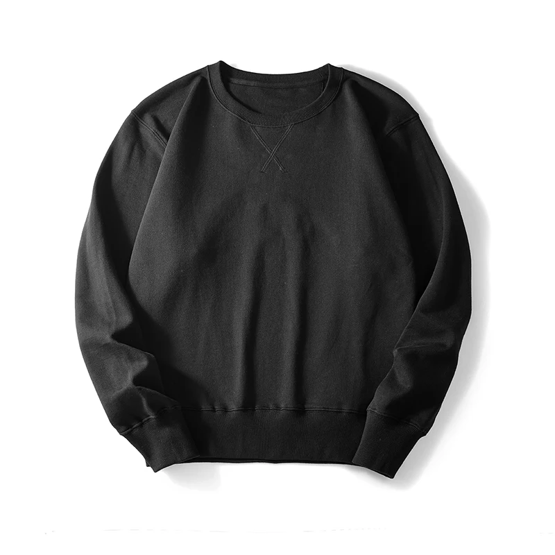 Heavy Weight Plain Hoodie Men Cotton Solid Color Long Sleeve Sweatshirt Basic Black Hoodie Warm Winter Loose Pullover Streetwear