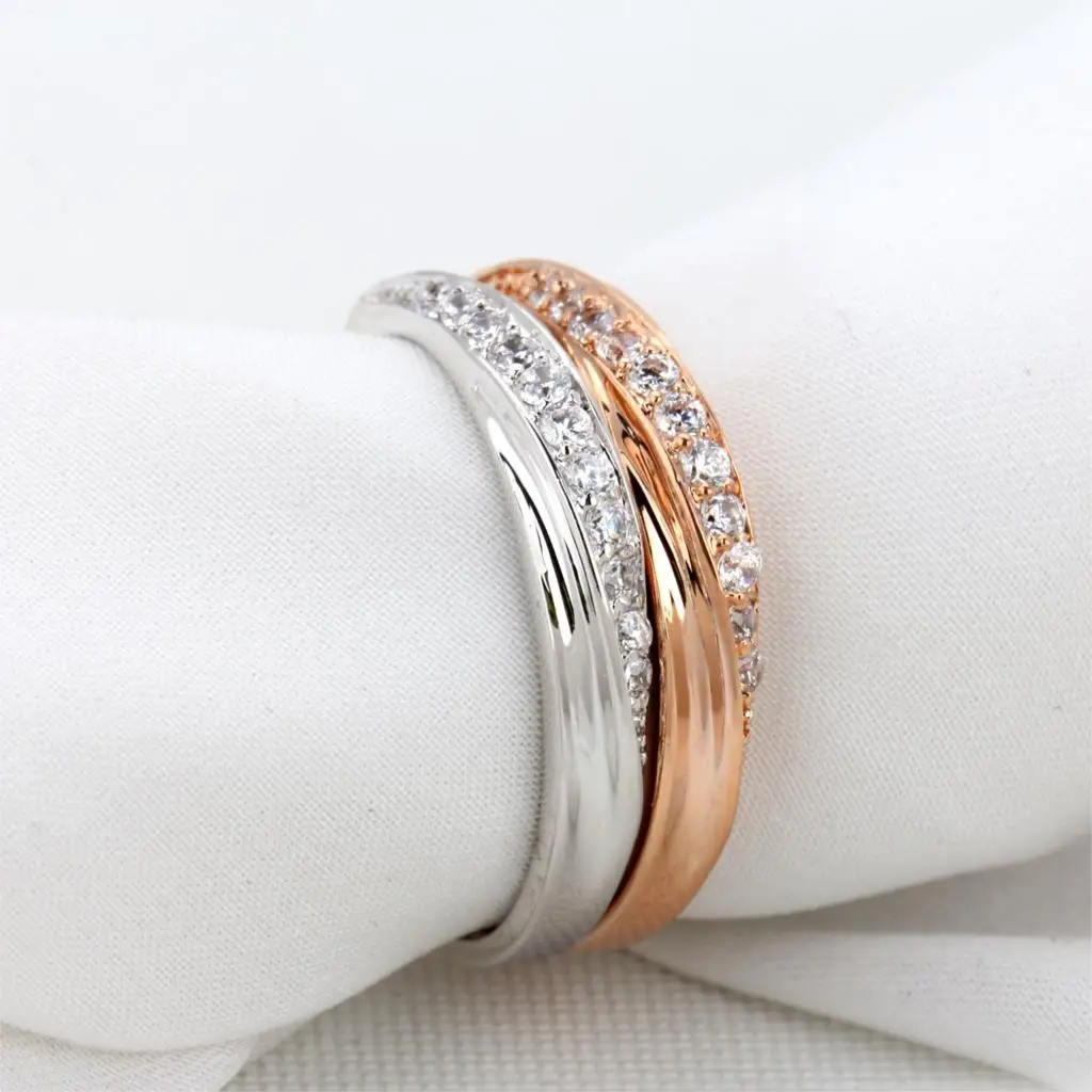 Engagement Wedding Rings For Women Promise Women\'s Dainty Ring Simple Rose Gold Color Cubic Zirconia Fashion Jewelry R314