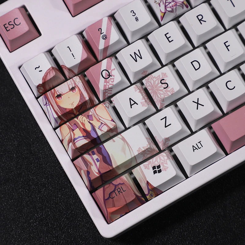 Anime Re Life In A Different World Emilia Keycaps Mechanical Keyboard Decoration Keycap Anime Keycaps Cosplay Gift Beauty Keycap