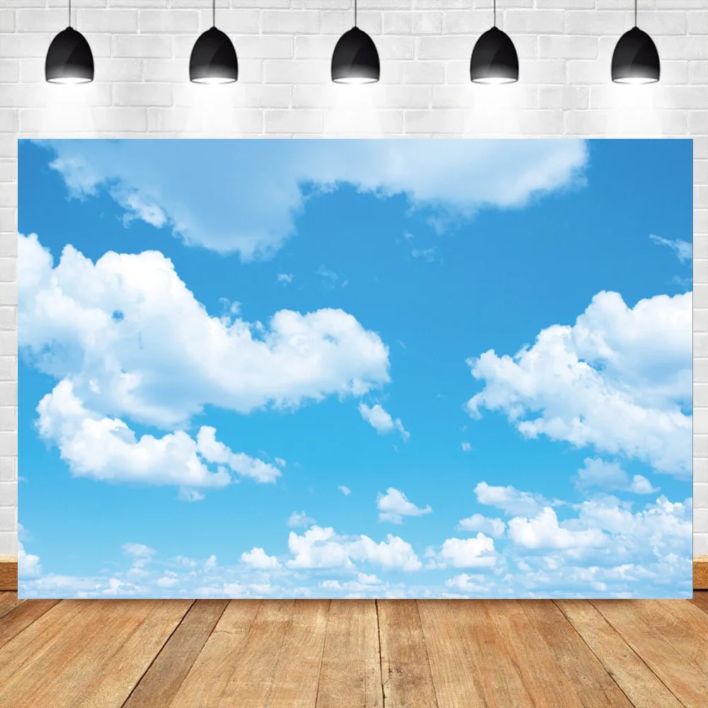 Laeacco Natural Scenic Blue Sky Cloudy Sunny Party Decor Baby Photography Backgrounds Photo Backdrops Photocall Photo Studio