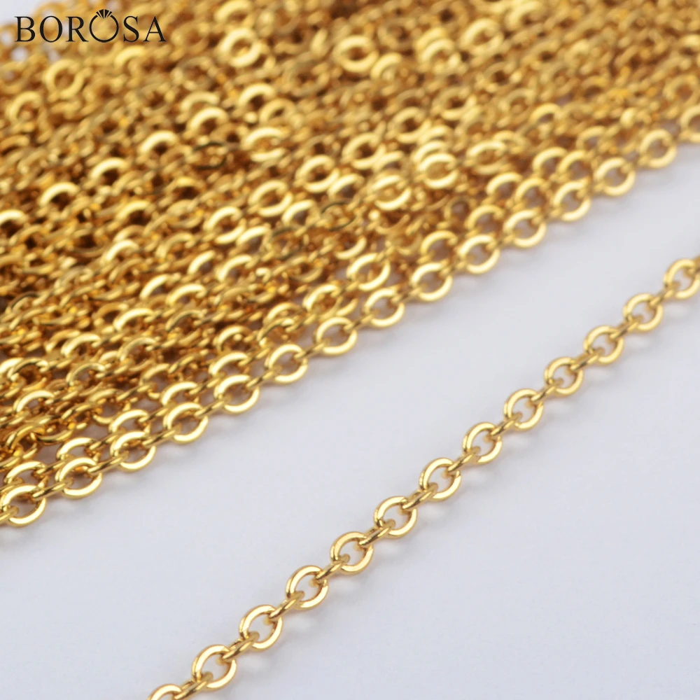 

BOROSA 26inch Gold Color Stainless Steel Chain 1mm Thin Connector Chains for Necklace Gold Chain for Connector Necklace PJ457