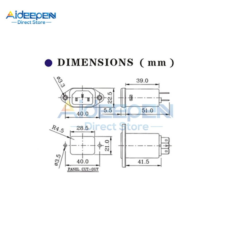 IEC مدخل وحدة AC مقبس الطاقة مع الصمامات EMI تصفية 10A AC 250V CW1D-10A-T القامع الطاقة خط الضوضاء تصفية المقبس
