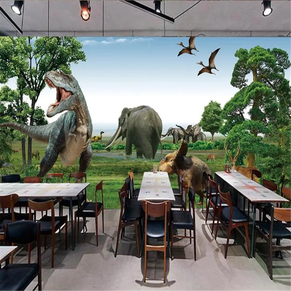 

Milofi large wallpaper mural children through time and space dinosaur Jurassic 3D background wall