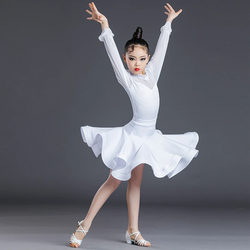 2021 New Summer Split Suit Children\'s Latin Dance Costumes Performance Dress Girls Practice Clothes Latin Skirt Fashion Suits