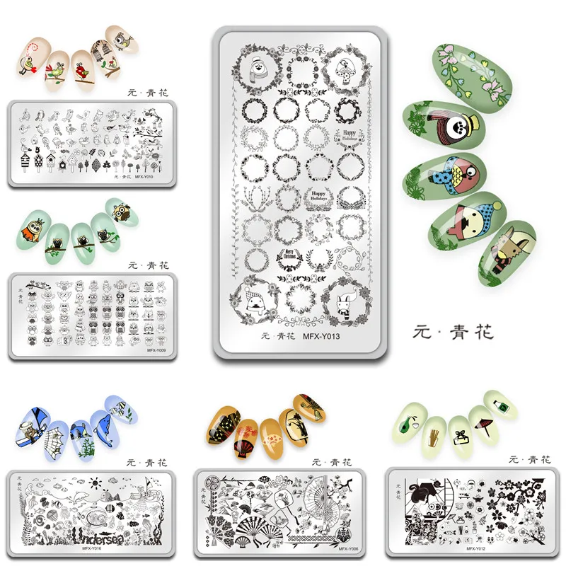 MiFanXi Rectangle Nail Stamping Plates Template Beautiful DesignPlateCute Animal Birdie Manicure Nail Art Stamp Image