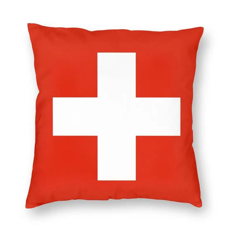 Swiss Switzerland Flag Cushion Cover 40x40cm Decoration Printing Throw Pillow for Car Double Side