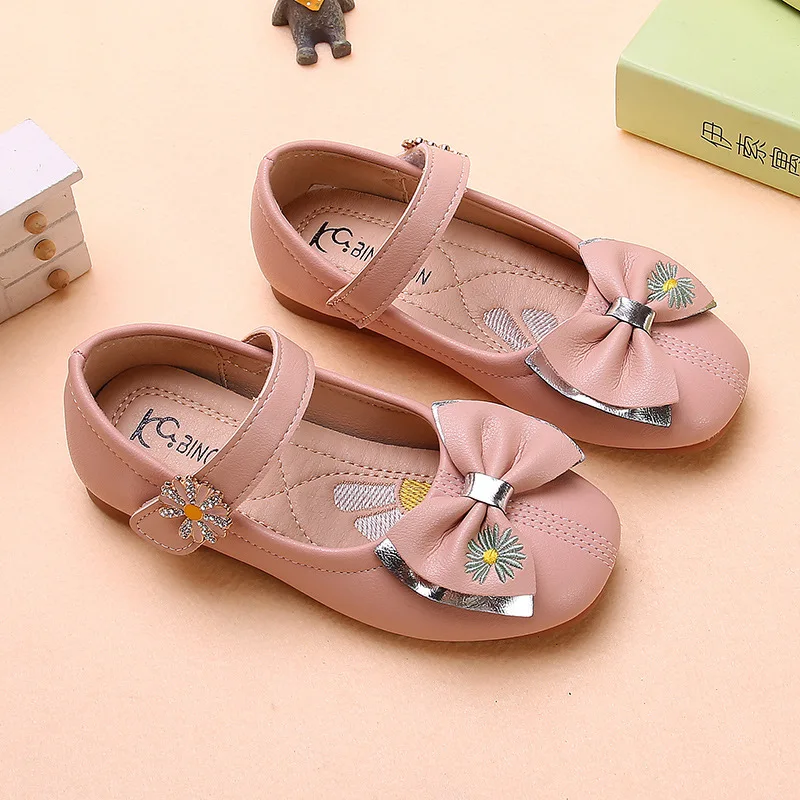 2020 New Princess Big Kids Leather Shoes For Fashion Flower Children Little Girls Shoes Bow-Knot 3 4 5 6 7 8 9 10 11 12 Years