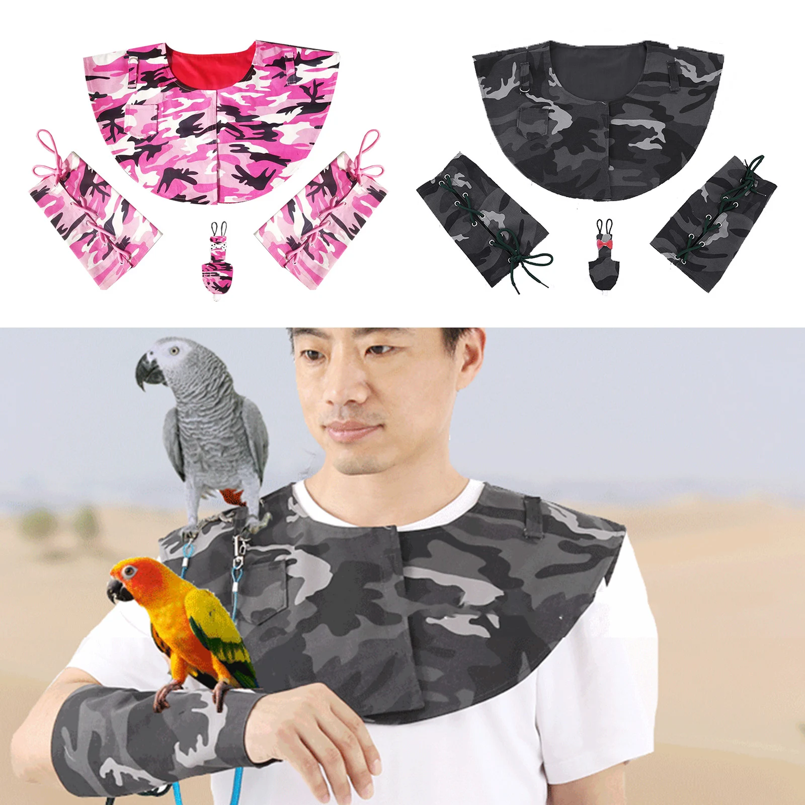 4pcs Parrot Anti-Scratch Shoulder Protector Hang Bird Anklet Toys Multi-Functional Pet Diaper Shawl