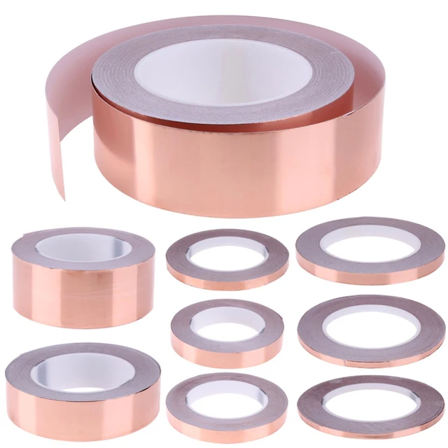 1 rolka pojedyncza przewodząca taśma miedziana samoprzylepna ekranowanie EMI odporność na ciepło antystatyczna taśma naprawcza 5mm/10mm/15mm/20mm
