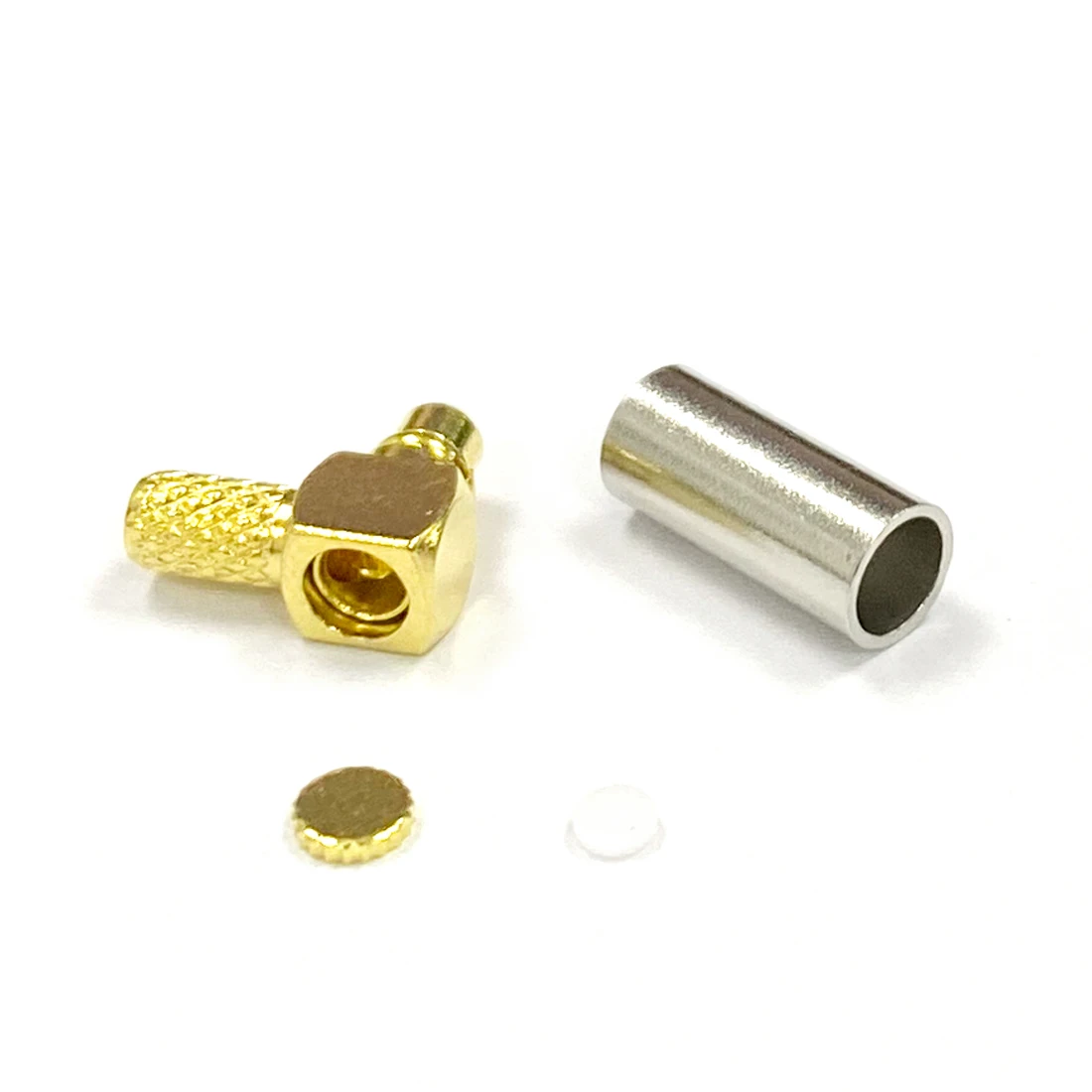 1PC  NEW  MMCX Connector Male Plug Right Angle 90-Degree  RF Coax Crimp For  RG316,RG174, LMR100   Goldplated  Wholesale