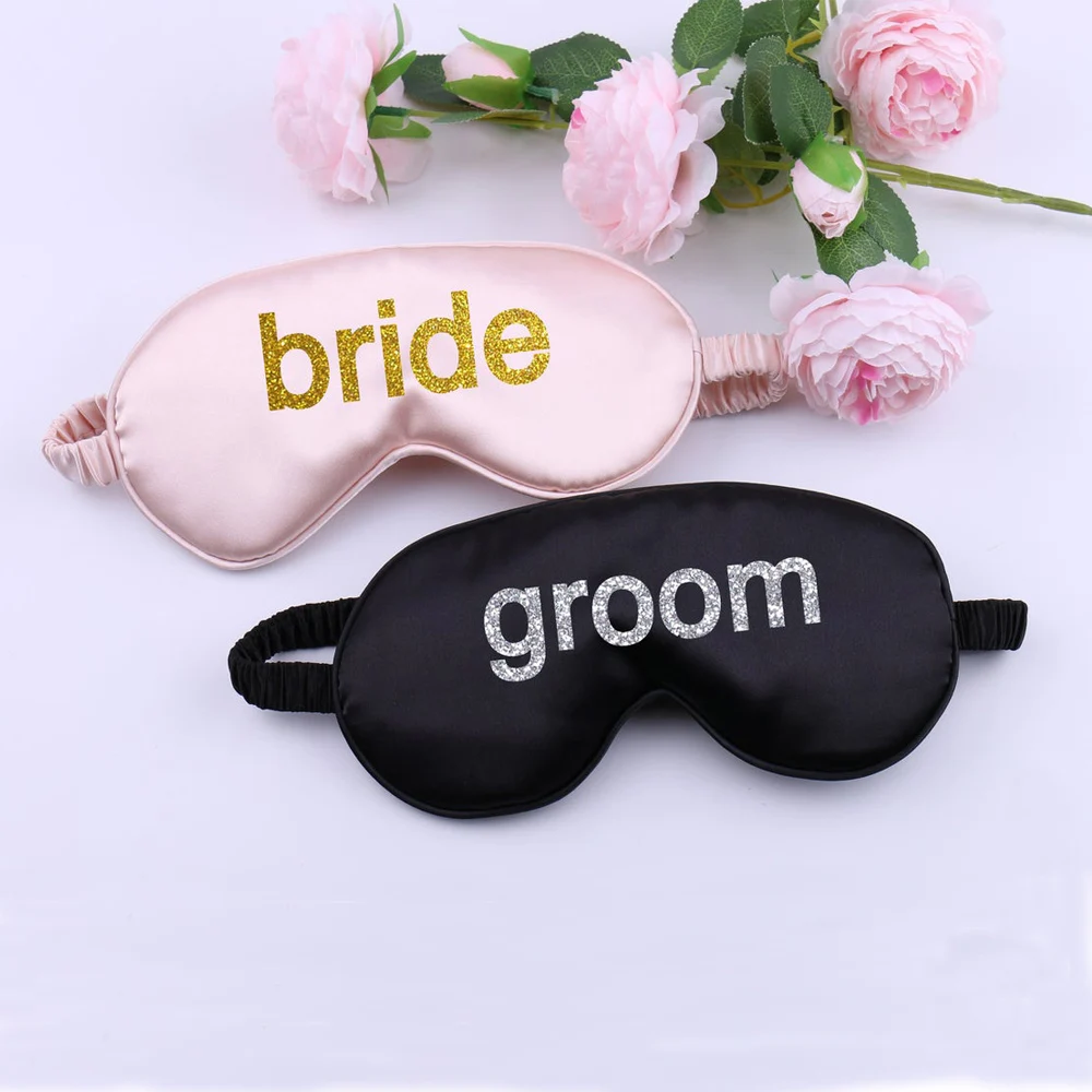 1Pc Brief Gedrukt Hubby Wifey Bruid Bruidegom Eye Maskers Gepersonaliseerde Verjaardag Bachelorette Party Gift Soft Satin Slaap Oogmasker