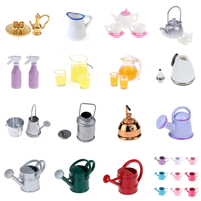 

1/12 Dollhouse Miniature Accessories Kettle Simulation Furniture Tea Pot Cup Dollhouse Orange Juice Kitchen Model Furniture Toys