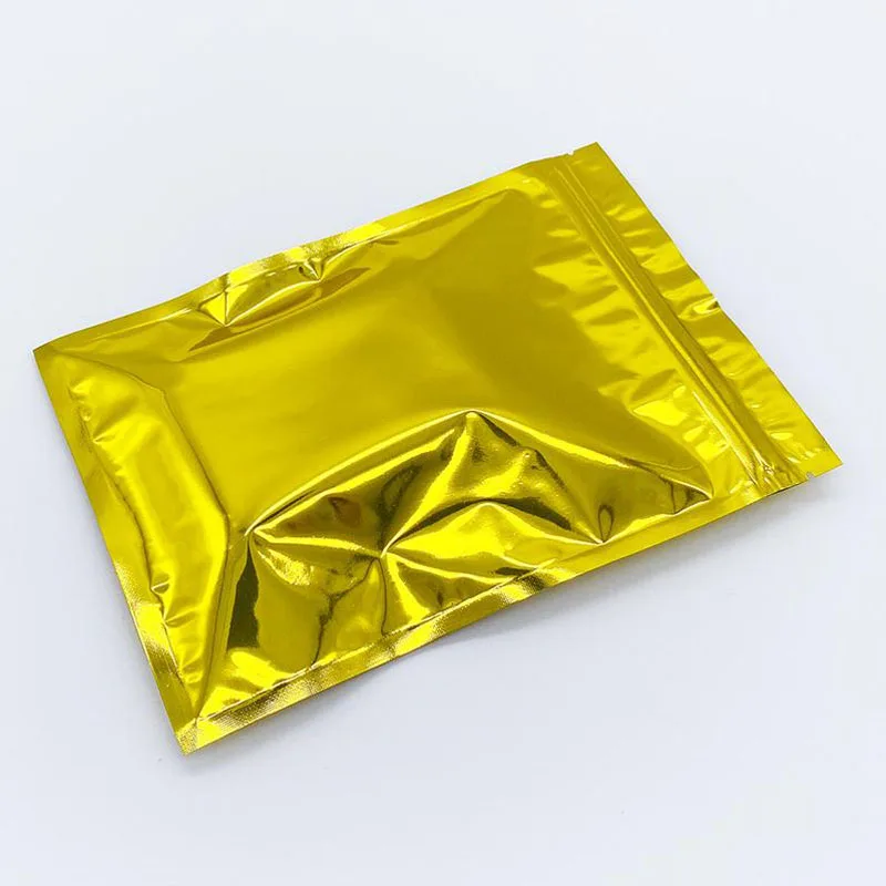 200Pcs Resealable Gold Aluminum Foil Packing Bags Valve locks with a zipper Package Dried Food Nuts Bean Packaging Storage Bag