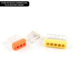 1 Input 1/2/4 Output Fast EASY Push in Compact Wire Splicing Connector 2/3/5 Pin Wiring Terminal For Electric Cable Junction Box