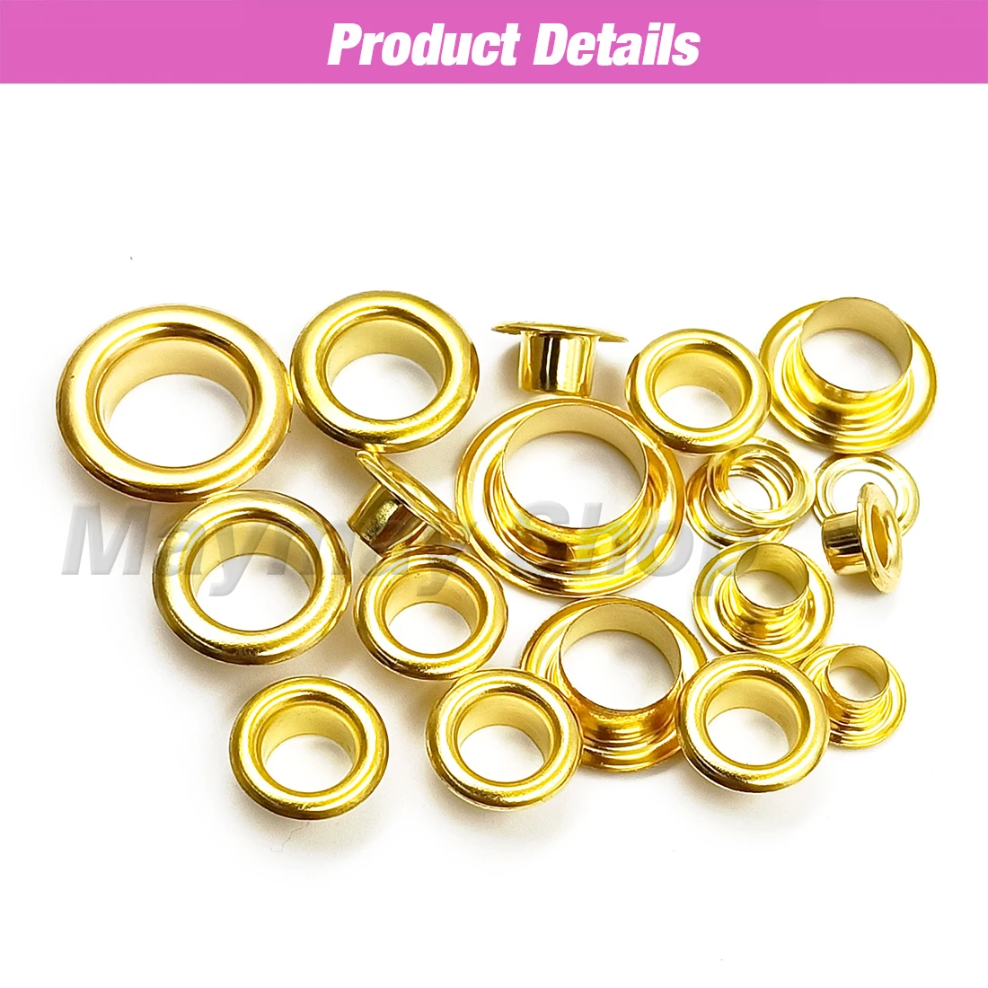 100Pcs Gold Color Hole Metal Eyelets Grommets with Washer For Leathercraft Diy Accessories Clothes Cap Bag Tags Shoes Belt