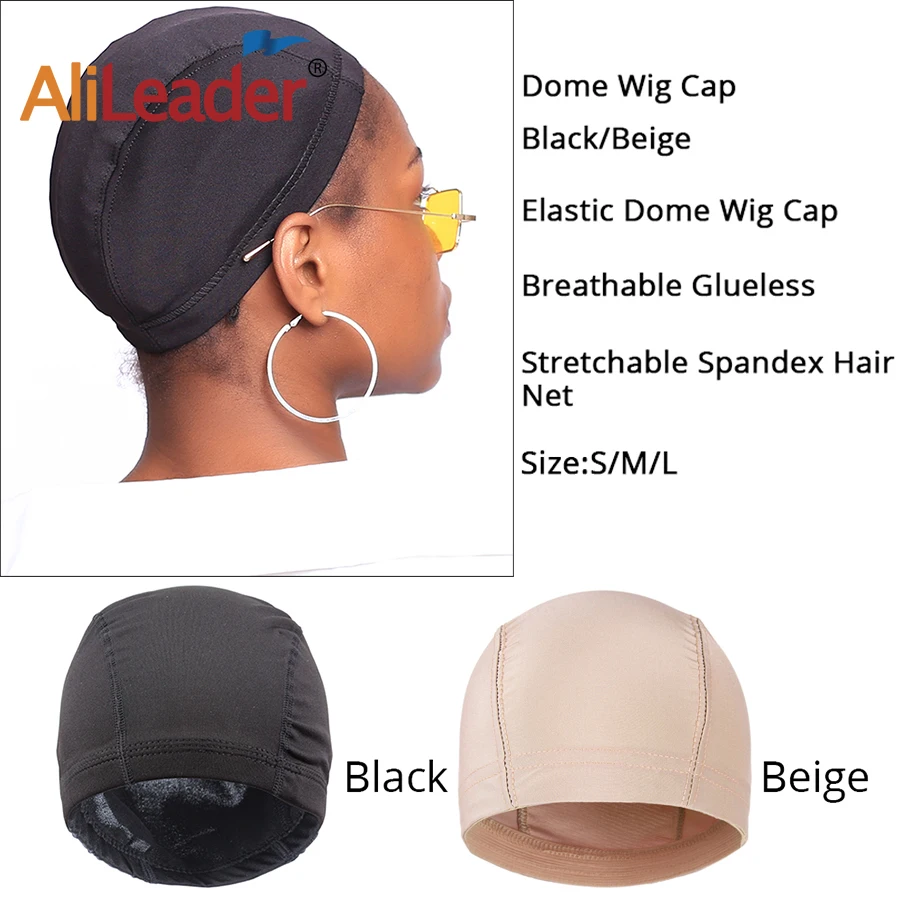 AliLeader Mesh Weave Cap Black Beige Blonde Breathable Stretch Spandex Dome Wig Caps for Making Wigs S M L