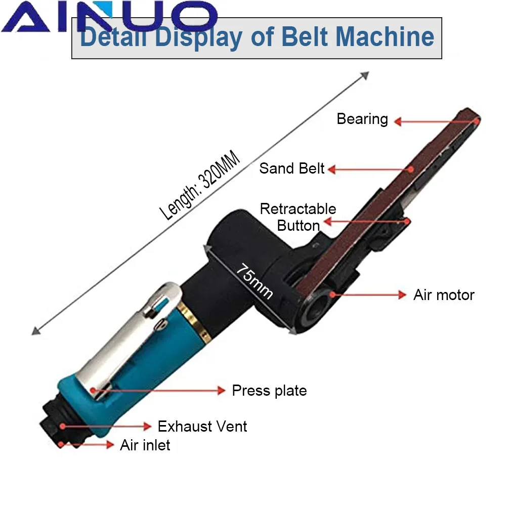 Adattatore per nastro abrasivo per levigatrice a nastro d\'aria da 10*330mm nastro abrasivo pneumatico smerigliatrice angolare parti di saldatura per