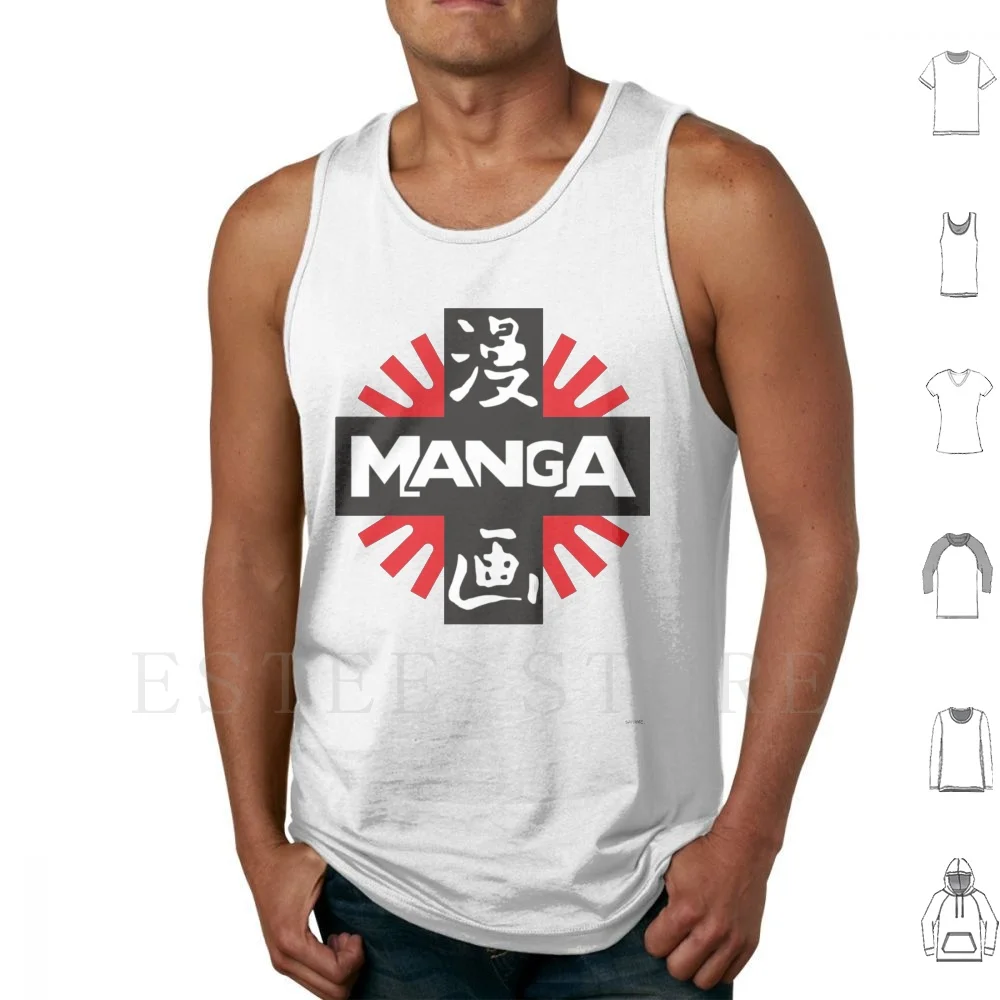 Manga Pin Logo Tank Tops Vest Sleeveless Anime Manga Japan Japanese Kawaii Cute Weeb Weeaboo Girls Nerd Shoujo